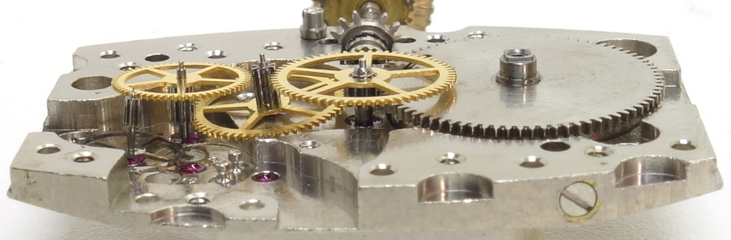 side view of the gear train Elgin 670: side view of the gear train