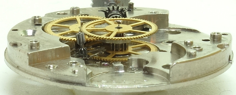 side view of the gear train Raketa 2609A: side view of the gear train