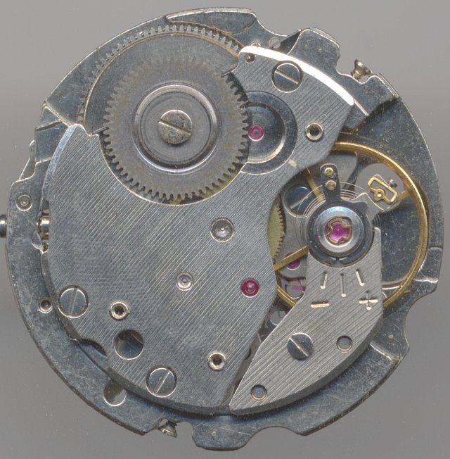 movement view without selfwinding mechanism Seiko 6308A: movement view without selfwinding mechanism