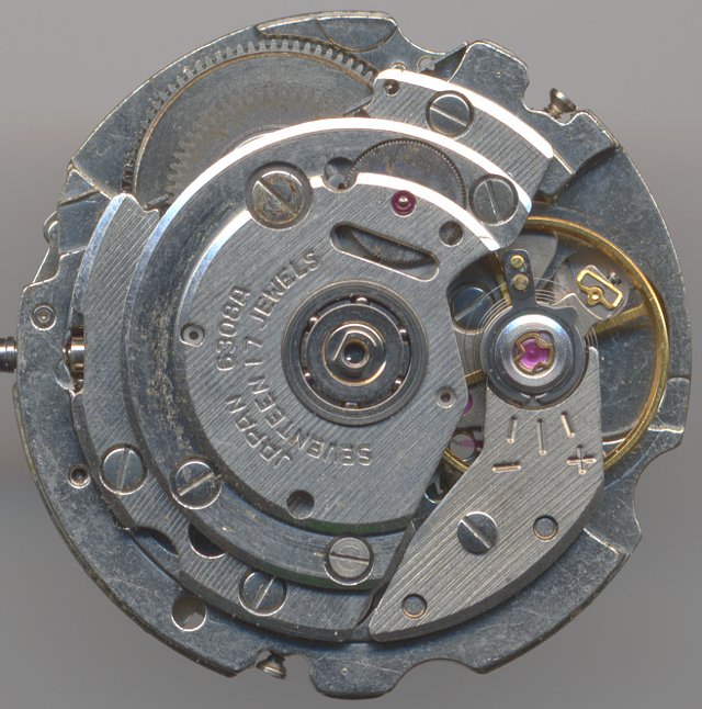 movement without oscillating weight Seiko 6308A: movement without oscillating weight