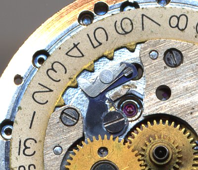 detail: date mechanism Slava 2414: detail: date mechanism