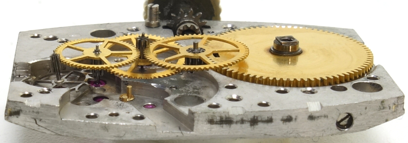 side view of the gear train Waltham 750-B: side view of the gear train