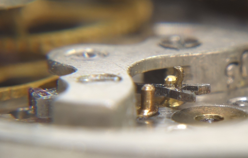detail: lever pin Waltham Grade Sapphire: detail: lever pin