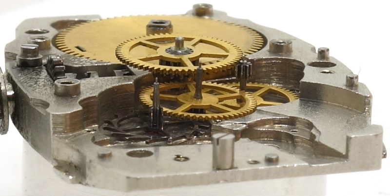side view of the gear train Zaria 2602: side view of the gear train
